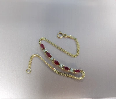 3Ct Marquise Cut Simulated Red Ruby Women's Bracelet In 14K Yellow Gold Plated - Image 1 of 4