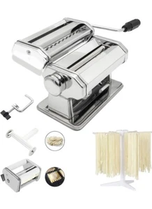 Pasta Maker Machine, Set of 6 Piece 150mm Steel Noodle Maker Machine with 9 Ad.. - Picture 1 of 8