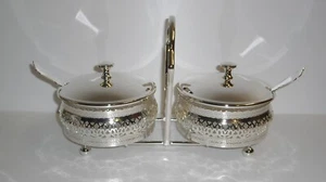 Marmeladendosen Garnitur versilbert 2 Dosen fein verziert NEU! - Bild 1 von 1