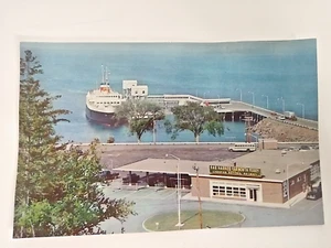 Bar Harbor Maine ME Postkarte Fährterminal MV Bluenose Dock Autos Luftaufnahme - Bild 1 von 16