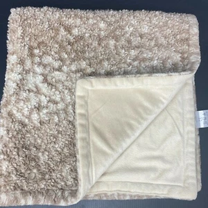 Beansprout Brown Baby Blanket White Shaggy Fur Tan Velour Security Lovey 29 x 30 - Picture 1 of 4