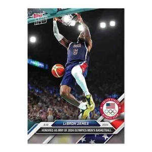 Tarjeta Lebron James 2024 Topps Now Juegos Olímpicos de Estados Unidos 30 medalla de oro MVP baloncesto NBA - Imagen 1 de 2