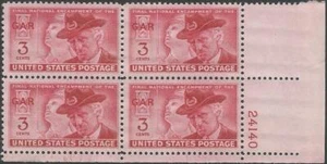Plate Block of 4 stamps - Scott 985 - 3 cent - Encampment of GAR - 1949 - MNH - Picture 1 of 1