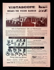 1956 Vistascope Camera Lens Co. "Breaks The Vision Barrier" Vintage Print Ad - Picture 1 of 1