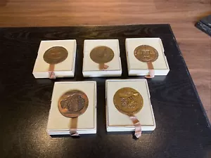 Lot Of 5 Vintage 1960’s State Of Israel Bronze Medals - Picture 1 of 24
