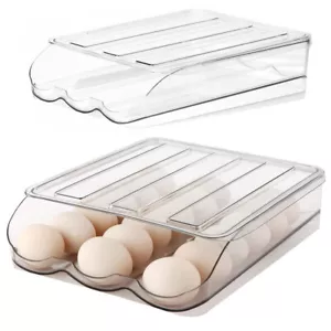 1 Layer Automatic Rolling 18 Eggs Storage Fresh Box Refrigerator Tray Organizer - Picture 1 of 10