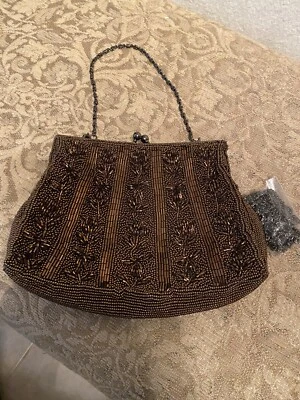 Bolso de Noche Carlo Fellini Flecos con Cuentas Boda Baile de graduación Crucero Bolsillo 2 Asas Foto 1 de 4