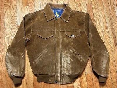 Vintage - 1980s Italian Vyctorlux Alta Moda Men's Brown V Bomber Jacket - L - Image 1 of 4