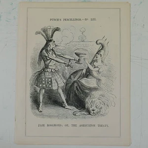 17.8x25.4cm punch cartone 1842 FAIR ROSAMOND il webster ashburton treaty - Picture 1 of 1