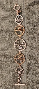 Lucky Brand PEACE Symbol "8" Two Tone Color Metal Bracelet Clasp - Picture 1 of 3