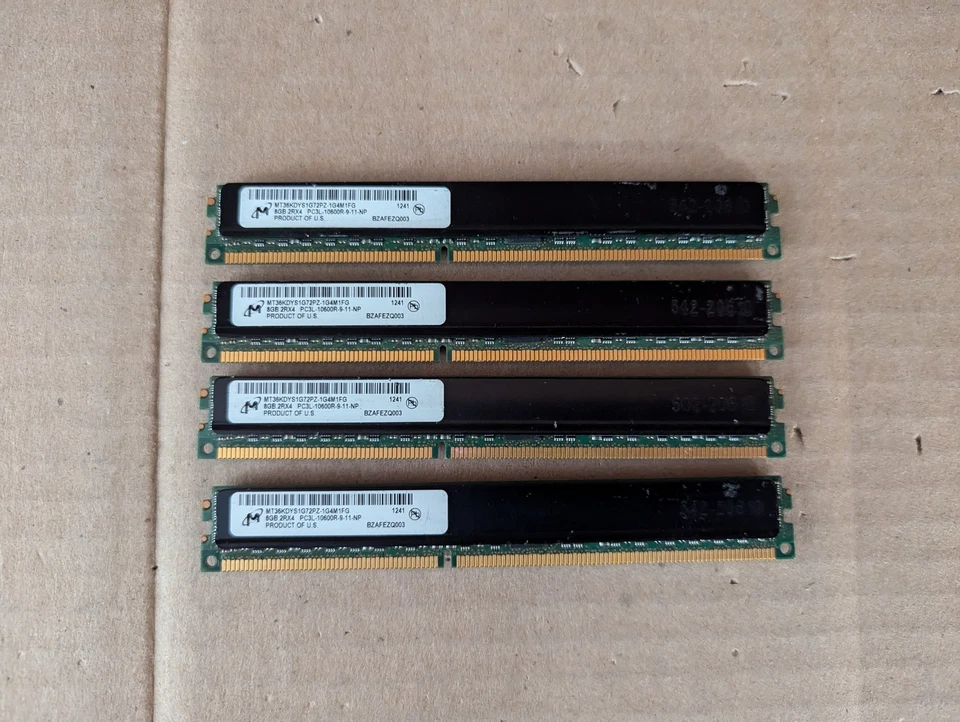 4X MICRON MT36KDYS1G72PZ-1G4M1FG 8GB PC3-10600 ECC DDR3 BZAFEZQ003 C1-3(17) - Image 1 of 4