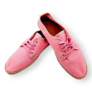 POLO RALPH LAUREN - Pink Canvas / Patent Leather Lace-Up Flats, US Size 9.5 - Picture 1 of 9