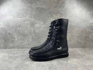 PUMA Archive Black Leather Fur Liner Moc Toe Hight Boots Size 44 Made In China - Picture 1 of 14
