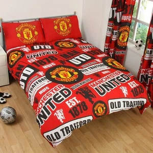 Manchester United FC Patch Double Duvet Cover Bedding Set Gift Official Licensed - Picture 1 of 5