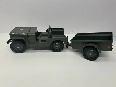 Vintage GI Joe Jeep 7000 HQ-26 & Trailer Plastic Army Toy As Is Incomplete - Image 1 of 4