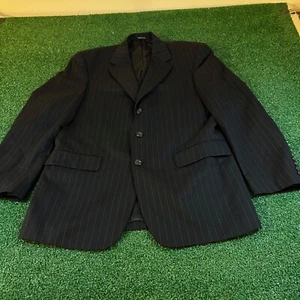 Chaps Pinstripe Blazer Business Suit Jacket Formal Career Wear Black Mens 40R - Picture 1 of 14