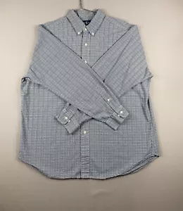 Ralph Lauren camicia uomo grande 17 34-35 bianco blu pony con bottoni manica lunga - Foto 1 di 12