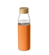 Nespresso Reusable Water Bottle with Orange Sleeve 500ml Bamboo Cap Brand New