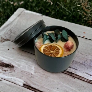 Handmade-Flowerhead scented - Soy Wax Wickless Candle 6oz, with dried flowers - Picture 1 of 4