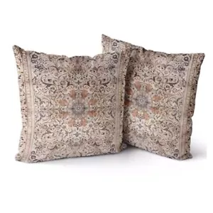 Snycler Boho Throw Pillow Covers Set of 2 Ethnic Floral 24x24 inch Boho-14 - Picture 1 of 7