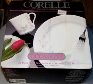 NOS Unopened Corelle Corning Occasions 320-334 Veranda 20pc Floral Set From 80s - Picture 1 of 4