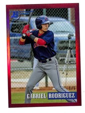 2021 Bowman Heritage Chrome Gabriel Rodriguez 1/5 Red Refractor Card Indians 