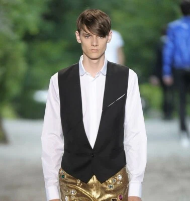 DIOR HOMME 2009 SS RUNWAY CAMPAIGN front SLASHED wool vest gilet black eu 44 - Image 1 of 4