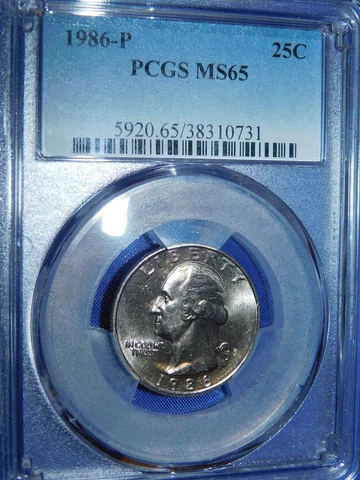 1986-P 25C Washington Quarter-PCGS #5920 Grade MS65--129-1 Cover