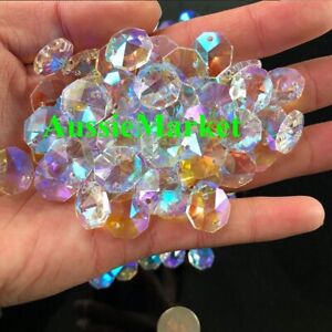 20 x octagon beads ab colour crystal glass suncatchers chandeliers 14mm 2 holes