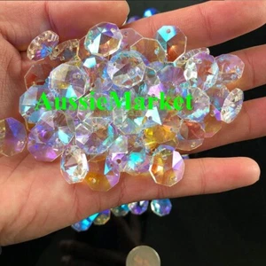 20 x octagon beads ab colour crystal glass suncatchers chandeliers 14mm 2 holes - Picture 1 of 2