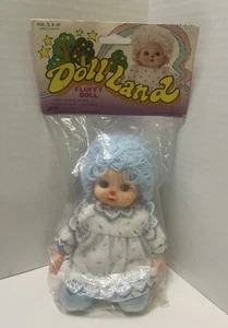 Vintage Ja-Ru Doll Land Flauschige Puppe Vinyl Weichkörper Blau Neu im Paket - Bild 1 von 7