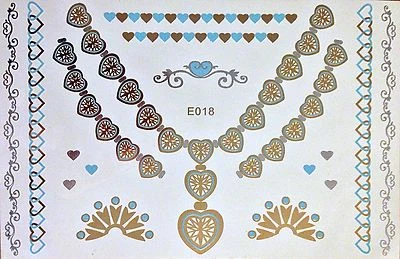 Flash Einmal Temporaneo Colla Tatuaggio Oro Argento Turchese 18teile Armband E18 - Immagine 1 di 4