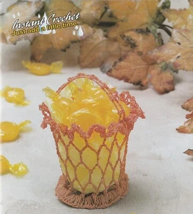 Canasta de platos de caramelo - 3-1/2" de alto - Hilo de ganchillo talla 10 - Patrón de ganchillo SOLO - Imagen 1 de 2