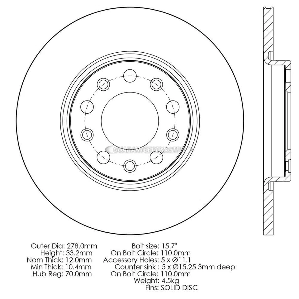 Disco de rotor de freio traseiro central TCP para Jeep Cherokee e Chrysler 200 - Imagem 1 de 1