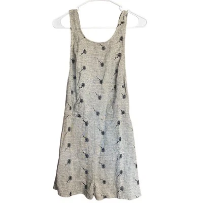 NWT  Anthropologie Cooperative Women Floral Black Gray Beach Linen Romper 4 - Image 1 of 4