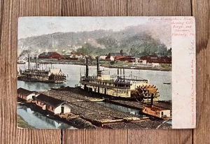 1906 alte Postkarte Pittsburgh Pennsylvania PA Schiff Lastkahn Monongahela Fluss - Bild 1 von 2