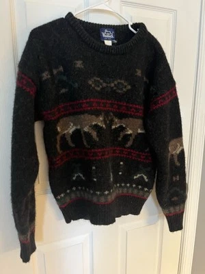 Woolrich Wool Pullover Sweater Men L 100% Wool Deer Grandpacore B366 -21 Vintage - Image 1 of 4