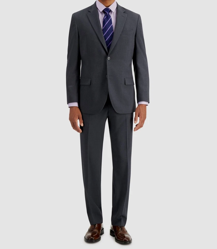 Nautica Men's Gray Modern-Fit Bi-Stretch Jacket Pants 2-Piece Suit Size 48R