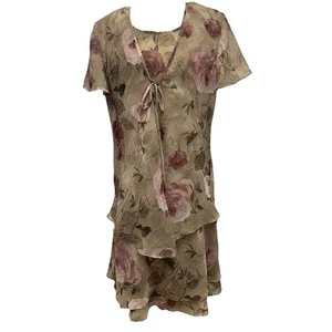 VTG S.L. Fashions Petites Dress and Jacket Set Sz 14P Floral Mother of the Bride - Picture 1 of 20