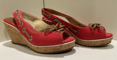 Сандалии на танкетке SPERRY Top Sider Southport размер 7 М красные с открытым носком - Изображение 1 из 4