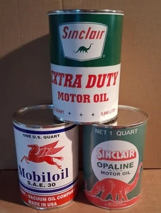 Oil Cans Sinclair Mobiloil Sinclair Opaline  One Quart Display Shop Garage - Picture 1 of 1
