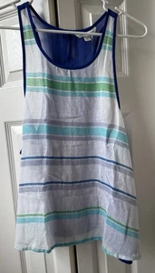 American Eagle Racerback Tank Top Damen blau weiß gestreift transparent - Größe XL - Bild 1 von 6