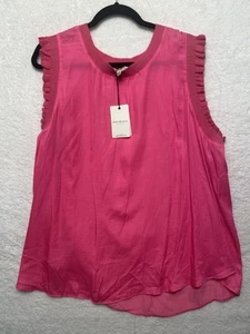 Skies Are Blue Top Size 2x Sleeveless Blouse Hot Pink NWT Curvy Ruffle - Picture 1 of 5