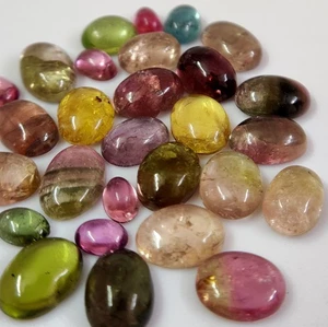 Natural Tourmaline Multi Color Loose Gemstones Oval Cabochon 47.25 Crt 30 Pcs - Picture 1 of 14
