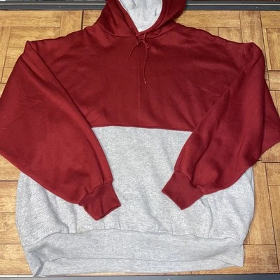 Sudadera con capucha Basic Editions Y2K para hombre 2XL manga larga colorblock rojo gris Foto 1 de 4
