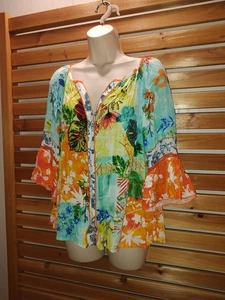 Blusa John Marc PM para mujer Art Island Beauty Tropics gasa - Imagen 1 de 10