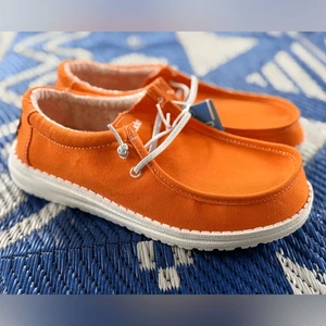 NUEVO CON ETIQUETAS Hey Dude Wally Youth 6 - L7 Fiesta Naranja Zapatos Sin Cordones Tenis - Imagen 1 de 10