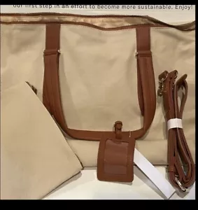 Henny & Lev Weekender Canvas Bag Pouch Strap, Luggage Tag The Rachel Zoe Set NWT - Picture 1 of 6