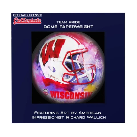 Wisconsin Badgers Glass Domed Paperweight [NEW] NCAA Desk Office Paper Weight Cover