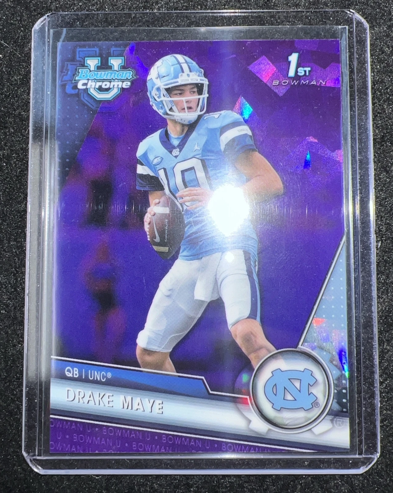2023 Bowman Chrome University 1st Bowman Drake Maye Purple Sapphire 1/10 #200